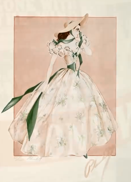 scarlett-drawing-green-white-dress